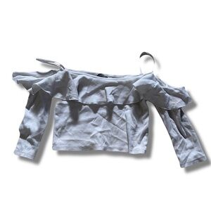 ZARA White Off Shoulder Ribbed Crop Top | Spaghetti Strap Size Small
